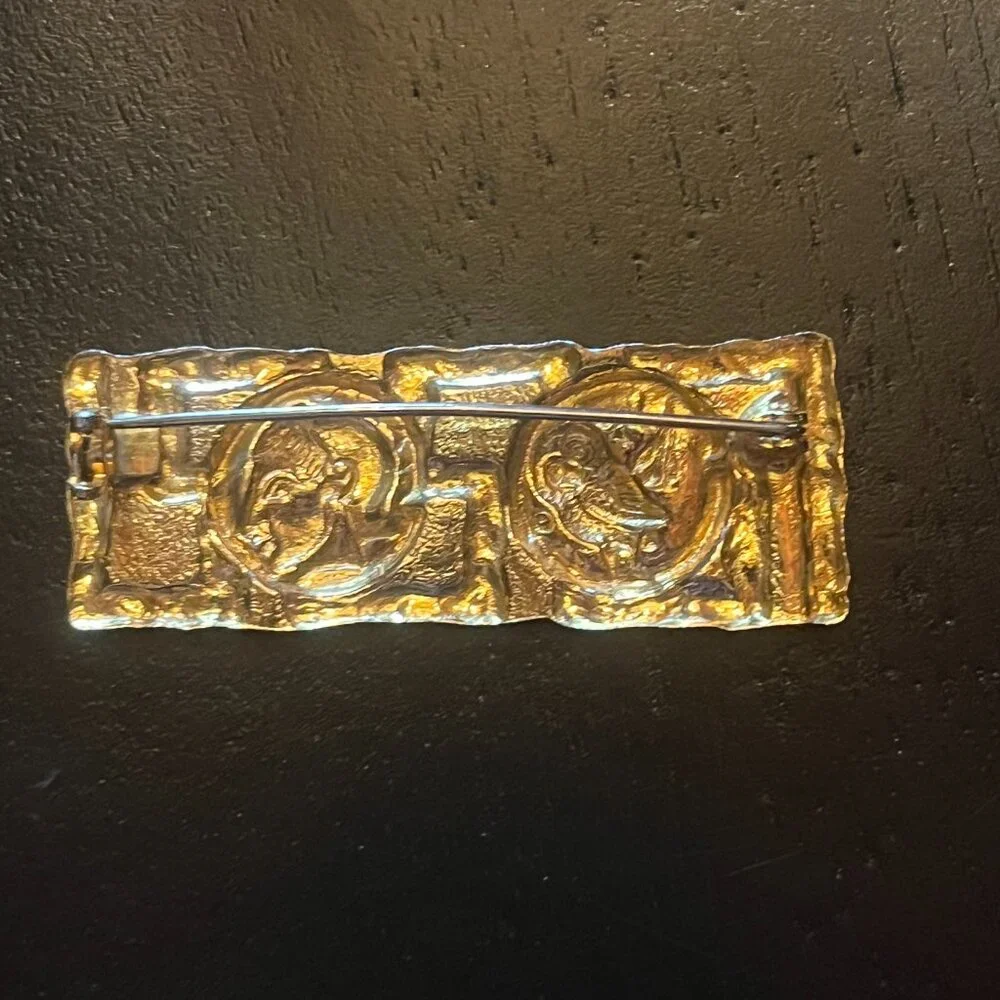 Vintage Gold tone Brooch with Owl and Centurion Design